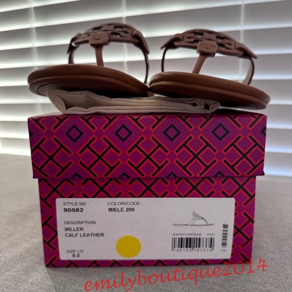 NIB Tory Burch Miller Size 9.5 Miele Calf Leather Sandals Brown 90582 - Picture 11 of 11